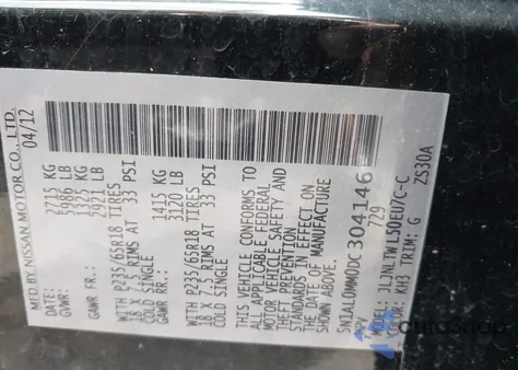 2013 Infiniti Jx35 из США, поврежденный, VIN 5N1AL0MM0DC304146